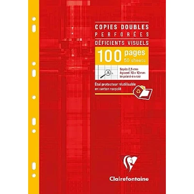 Abbildung von Clairefontaine 4729C Packung Kanzleibögen DIN A4 (gelocht, 96 Blatt, französische Lineatur) 1 Pack weiß