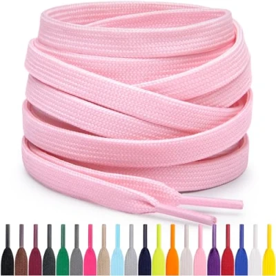 Abbildung von Miscly Flache Schnürsenkel, in verschiedenen Längen und Farben erhältlich (91 cm, Rosa)