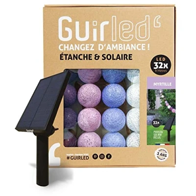 Abbildung von GuirLED Lichterkette für den Außenbereich mit Kugeln, LED, wasserdicht IP65 Solarpanel hoher Effizienz automatischer On/Off 32 6 m Blaubeere