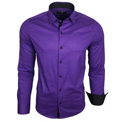 Abbildung von Baxboy Herren Hemd Langarm/Business Freizeit Hochzeit/Bügelleicht/Slim Fit/Anzug Kentkragen B 500, Farbe:Lila, Größen:XL