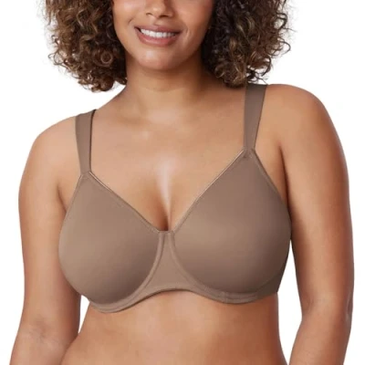 Abbildung von DELIMIRA Damen T Shirt Minimizer BH mit Bügel Große Größen Ohne Gepolstert Braun Lila 110F