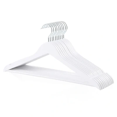 Abbildung von Amazon Basics Holz Kleiderbügel für Anzüge, 10er Pack, Weiß, 44x22 cm