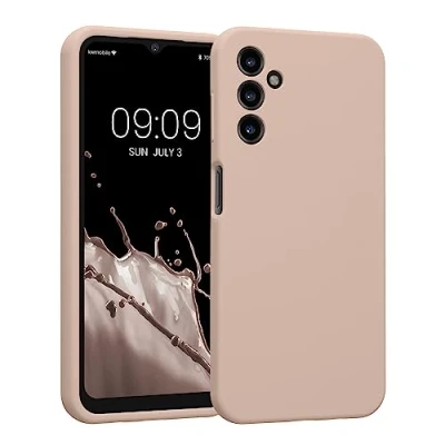 Abbildung von kwmobile Handyhülle kompatibel mit Samsung Galaxy A14 5G Hülle gummierte Handy Case aus Silikon in Coconut Swirl