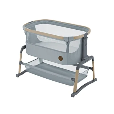 Abbildung von Maxi Cosi Iora Air Beistellbett Baby, Co Sleeper mit Allround Netzgewebe, 06 Monate (9 kg), Schaukelmodus, 4 Neigungs &amp; 5 Höhenstufen, Leichtes Schieben, Leicht zu Tragen, 2 Räder, Beyond Grey