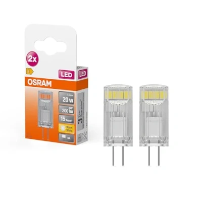Abbildung von OSRAM LED Pin Lampe mit G4 Sockel, Warmweiss (2700K), 12V Niedervoltlampe, 1.8W, Ersatz für herkömmliche 20W Lampe, Doppel Pack