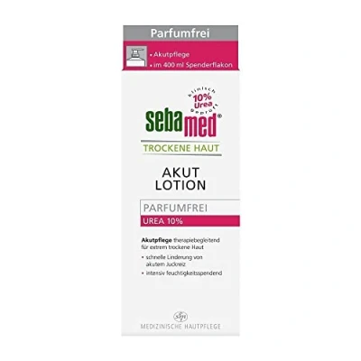 Abbildung von Sebamed Trockene Haut Urea Akut 10% Lotion parfumfrei 400 ml mit Spender, Feuchtigkeits , lindert Spannungsgefühl, langanhaltender Schutz vor Austrocknung, für Damen und Herren