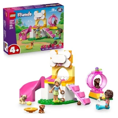 Abbildung von LEGO Friends Welpenspielplatz Spielzeug für Mädchen ab 4 Jahren Inkl. Park mit Rutsche, 2 Mini Puppen und 3 Hunde Tierfiguren Kreative Geschenkidee 42665