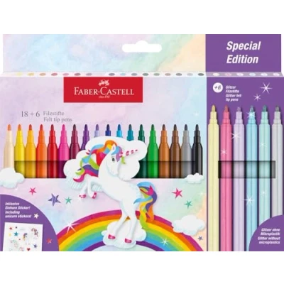 Abbildung von Filzstifte, limitierte Edition, Einhorn, 18 Farben, 6 Glitzer