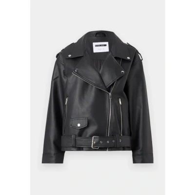 Abbildung von Noisy May Nmpaulina Oversize Biker Jacket Kunstlederjacke, Damen, Größe: Large, Black