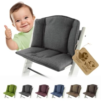 Abbildung von Sitzkissen Ersatzbezug Bezug Kissen Set Sitzverkleinerer kompatibel mit Stokke Tripp Trapp für Hochstuhl Kinderstuhl Mod. 1 (meliert dunkelgrau)