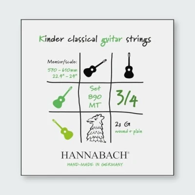 Abbildung von Hannabach Klassikgitarrensaiten Serie 890 MT für 3/4 Kindergitarre Mensur: 57 61 cm Satz mit 2 G Saiten 890MT