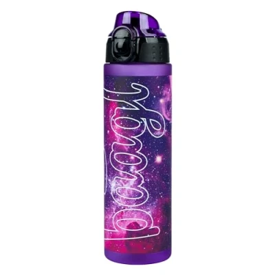 Abbildung von Baagl Kinder Trinkflasche, Auslaufsichere Wasserflasche 700ml, Schule und Sport Flasche für Mädchen, Vielseitige Praktische mit verschließbarem Deckel (Galaxy)