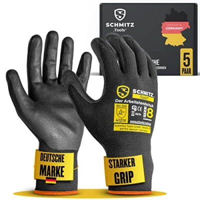 Abbildung von SCHMITZ.Tools Montagehandschuhe [Profi] Mechaniker Handschuhe Arbeitshandschuhe Herren Gr 9 5er Pack Gartenhandschuhe Damen Schutzhandschuhe Work Gloves