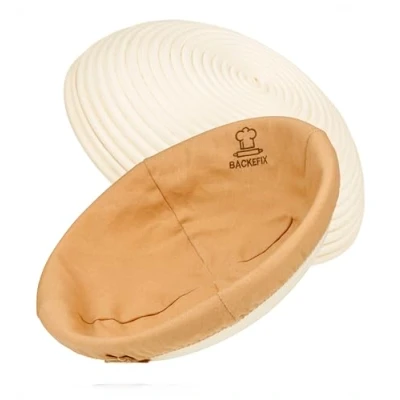 Abbildung von Gärkörbchen rund 30cm von Backefix Brot Gärkorb handgefertigt aus Rattan mit Leinentuch Brotbackzubehör ideal zum backen für zu Hause