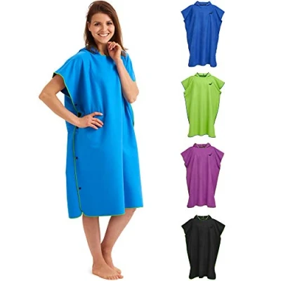 Abbildung von Fit Flip Strandponcho für Surfer Poncho Handtuch schnelltrocknend Surf Mikrofaser Umkleidehilfe Strand Surfponchos Ultraleicht Badeponcho Erwachsene (Größe L, Blau/Grün)