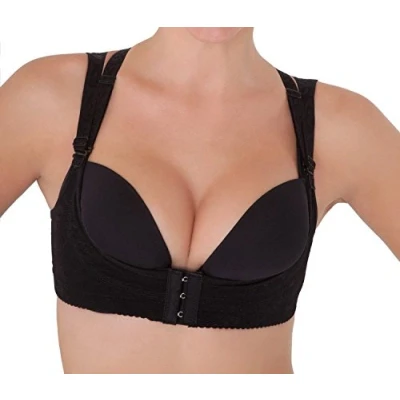 Abbildung von Boolavard Oktoberfest Dirndl Push Up BH Büstenhebe Schwarz/Hautfarben Gr. S XXL.