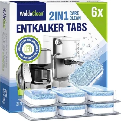 Abbildung von 2in1 Entkalkungstabletten für Kaffeevollautomaten entfernt Kalk, schützt vor Korrosion und verlängert die Lebensdauer der Maschine, 6 Kalktabletten