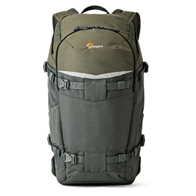 Abbildung von Lowepro Flipside Trek 350 AW Rucksack, Fotografie Kamerarucksack für DSLR Kamera und mehrere Objektive, Kameratasche Tablet, Kamerazubehör, Stativ, Farbe Grau