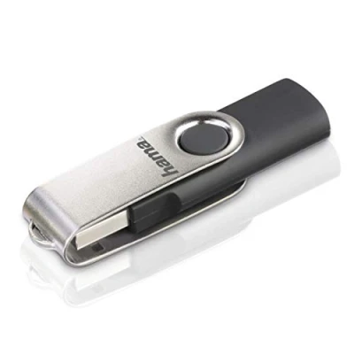 Abbildung von Hama 128 GB USB Stick 2.0 Datenstick (15 MB/s Datentransfer, mit Öse zur Befestigung am Schlüsselring, Speicherstick, Memory aus Metall, geeignet für Windows/MacBook) silber