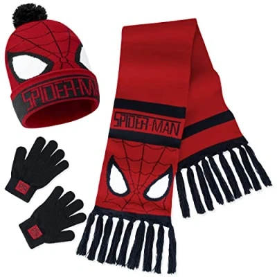 Abbildung von Marvel Mütze Jungen Winter Set, warm und bequem Geschenke für Jungs(Roter Spiderman, 3 Stück)