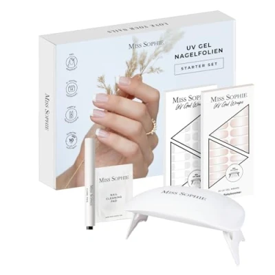 Abbildung von Original Miss Sophie UV Starterset I Selbstklebende Nagelfolien Nagelaufkleber in Nude Babyboomer &amp; French Tips Kein Absplittern Langer Halt Schnelle einfache Anwendung