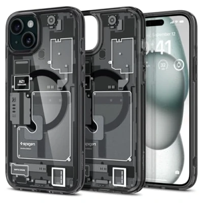Abbildung von Spigen für iPhone 15 Ultra Hybrid MagFit Hülle [Anti Yellowing] Case Handyhülle Transparent Dünn Slim Kompatibel mit MagSafe Zero One