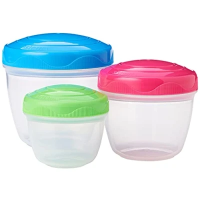 Abbildung von Sistema TO GO Snack &#039;n&#039; Nest Frischhaltedosen Set 150 ml, 305 520 ml kleine ineinander stapelbare Vorratsdosen BPA frei Gemischte Farben 3 Stück, Bunt