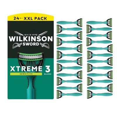 Abbildung von Wilkinson Sword Xtreme 3 Sensitive Einwegrasierer für Herren, 16 + 8 Stück