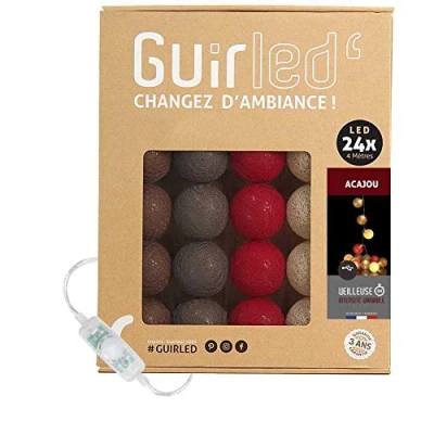 Abbildung von GuirLED LED Baumwollkugeln Lichterkette USB Baby Nachtlicht 2h Dual 2A Netzteil enthalten 3 Intensitäten 24 Kugeln 2.4m Mahagoni