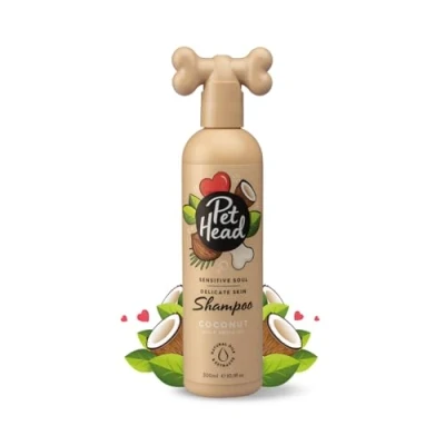 Abbildung von PET HEAD Hundeshampoo 300 ml, Sensitive Soul, Kokosnussduft, Pflegt und beruhigt empfindliche Haut, Hypoallergen, pH neutral, Vegan &amp; tierversuchsfrei, extrasanfte Formel für alle Hunde Welpen