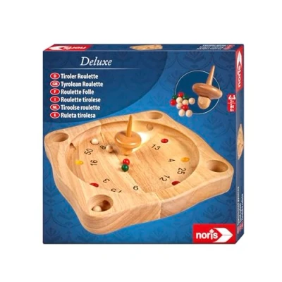 Abbildung von Noris 606101930 Deluxe Tiroler Roulette, Der Holzspiel Klassiker aus den Alpen mit Holzkreisel, ab 6 Jahren, Braun