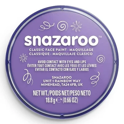 Abbildung von Snazaroo 1118877 Schminkfarbe Flieder, 18ml Topf hautfreundliche Gesichtschminke auf Wasserbasis, wasservermalbar, parabenfrei, Face &amp; Bodypaint Farbe für Kinder Erwachsene