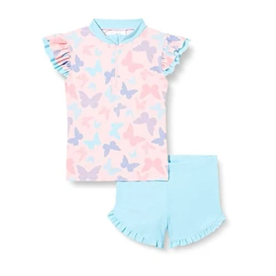 Abbildung von Playshoes Unisex Kinder UV Schutz Bade Set zweiteilig Schwimmshirt Badeshorts Badebekleidung, Schmetterlinge, 122/128