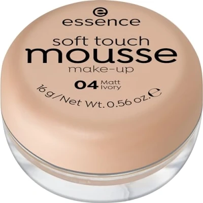 Abbildung von essence soft touch mousse Make up, Nr. 04, Nude, mattierend, matt, für unreine Haut, Mischhaut, vegan, ohne Parfüm, Alkohol, Parabene, 1er Pack (16g)