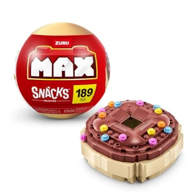 Abbildung von MAX Premium Snacks Bausteine, Krapfen (bis zu 200 Teile, 6 zum Sammeln). Bausteine für Teenager, Erwachsene und Sammler. Baue, sammle präsentiere deine Sammlung an leckeren Snacks!