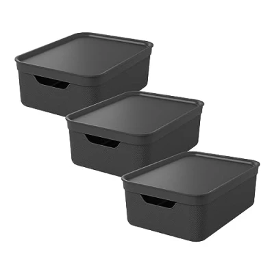 Abbildung von Rotho Jive 3er Set Aufbewahrungsbox 10l mit Deckel, Kunststoff, weiss