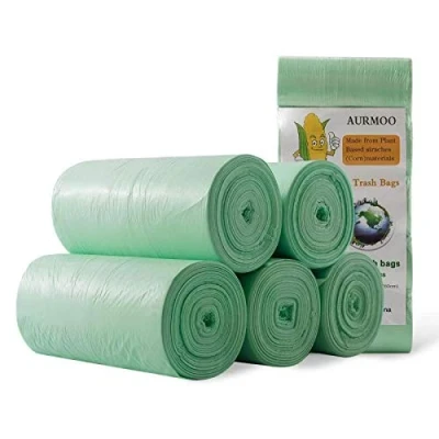 Abbildung von 200 Biomüllbeutel 10L, AURMOO Bio Beutel 3 Gal, Müllbeutel, Küchen Lebensmittel Abfallbeutel, Biomüll Abfallbeutel für Küche, Büro, Wohnzimmer (45X50cm,Grün)