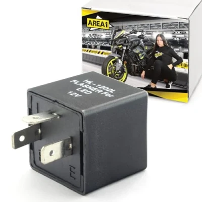 Abbildung von Area1 universal Motorrad Blinker Relais digital für LED Glüh und Halogenbirnen 12V 3 Pin Polig Blinkgeber elektronisch kompatibel mit KSR