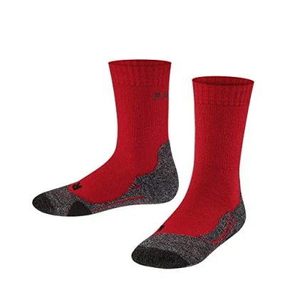 Abbildung von FALKE Unisex Kinder Wandersocken TK2 K So Wolle Funktionsmaterial antiblasen dick 1 Paar, Rot Fire 8150, 31 34