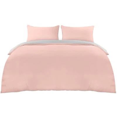 Abbildung von Utopia Bedding Bettwäsche 200x200 Set Mikrofaser Bettbezug cm + 2 Kissenbezüge 50x75 Grau/Rosa