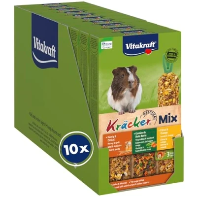 Abbildung von Vitakraft Kräcker Mix, Knabberstangen, für Meerschweinchen, mit Citrus, Gemüse, Honig, ohne Zusatz von Zucker und Getreide (10x 168g)
