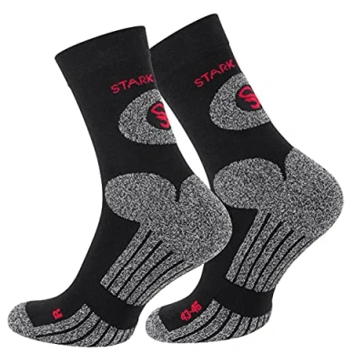 Abbildung von STARK SOUL Trekking Wandersocken für Damen &amp; Herren, 2 Paar Atmungsaktive Gepolsterte Outdoor Socken (Schwarz, 39 42)