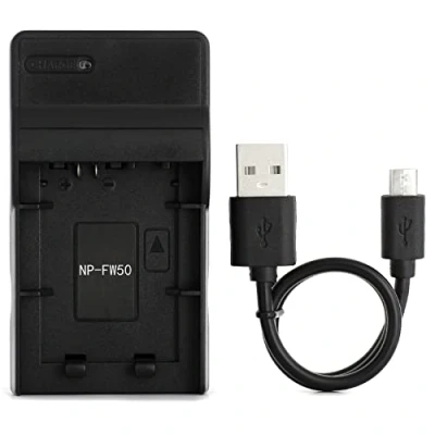 Abbildung von NP FW50 USB Ladegerät für Sony Alpha 6000, 5000, 5100, ILCE 7, NEX 5T, 6, 5R, 5, 3N, 3, C3, SLT A37 Kamera und Mehr
