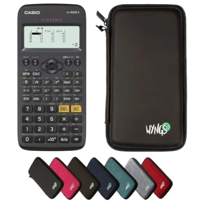 Abbildung von Casio fx 82DE X inklusive Schutztasche von WYNGS in Schwarz Basic Set