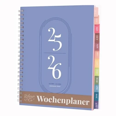 Abbildung von Rileys &amp; Co Kalender 2024 2025 A5 Schülerkalender Schulplaner Studienplaner Semesterplaner Perfekt für Schüler, Studenten, Berufstätige Blau (20 x 15 cm) auf Deutsch