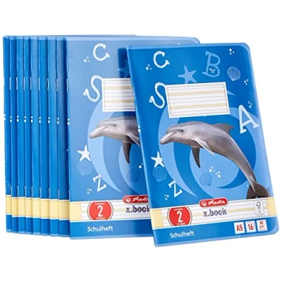 Abbildung von Herlitz 3320207 Hefte A5/16 Lineatur 02 (liniert) farbig hinterlegt FSC Mixed 10er Packung Motive sortiert