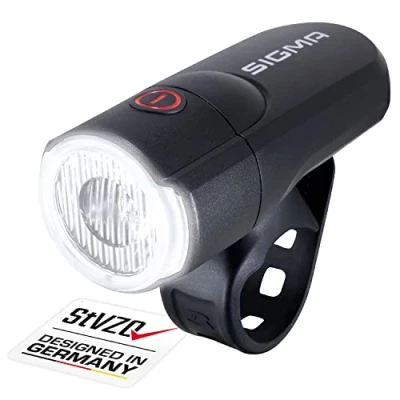 Abbildung von SIGMA Sport Aura 30 LED Fahrradlicht Lux StVZO zugelassenes, batteriebetriebenes Vorderlicht Farbe: Schwarz