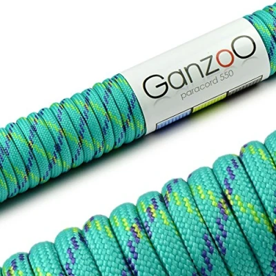 Abbildung von Ganzoo Paracord 550 Seil, Nylon Polyester, 4mm, Typ 3, 30 Meter, 7 Kernstränge, Outdoor Schnur, Allzweck Hundehalsband, Hundeleine, Armband knüpfen, Camping, Survival türkis blau
