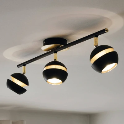 Abbildung von EGLO LED Deckenlampe Nocito, 3 flammige Deckenleuchte, Deckenstrahler aus Metall, Wohnzimmerlampe in Schwarz, Gold, Flurlampe, Spots inkl. GU10 Leuchtmittel, warmweiß