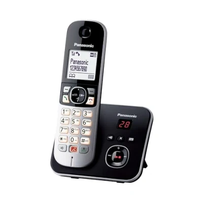 Abbildung von Panasonic KX TG6861GB, Schnurlostelefos mit Anrufbeantworter, Anrufer Identifikation, Blockierung störender Anrufe, automatische Anrufblockierung, Voll Duplex Freisprechen, LCD Display, Schwarz